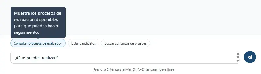 Zona de acciones rápidas y cuadro de mensaje del chat operativo.