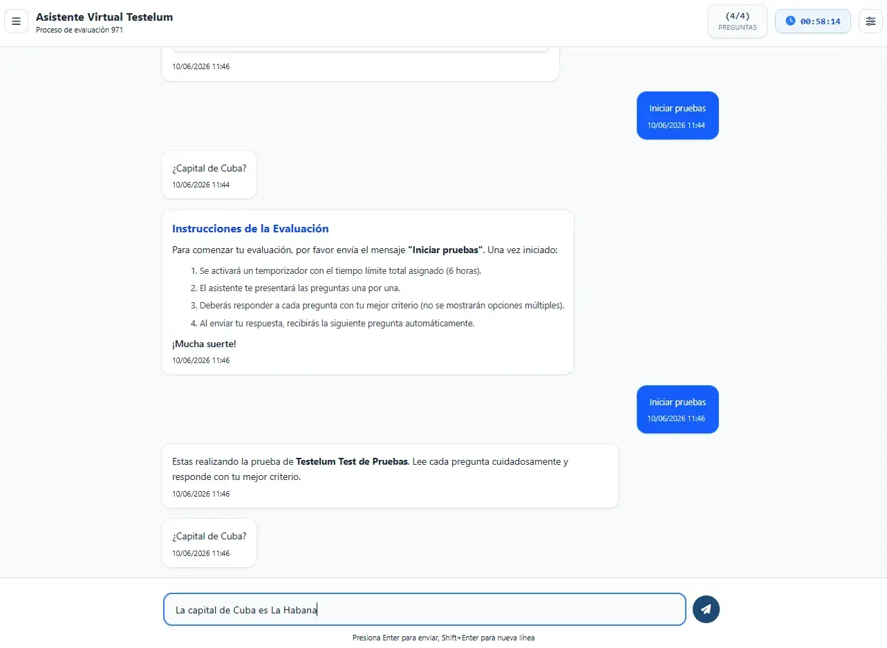 Pregunta abierta respondida mediante escritura directa en el chat.